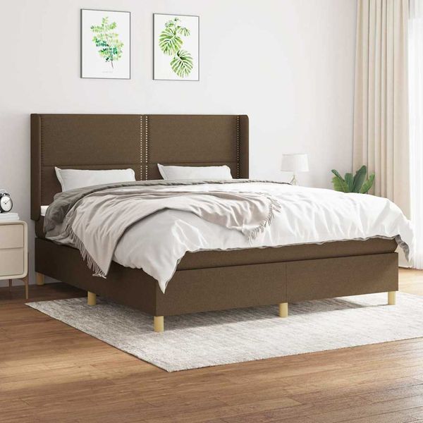 vidaXL Boxspring posteľ s matracom tmavohnedá 160x200 cm látka