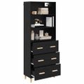 vidaXL Highboard Čierny dub 69,5 x 32,5 x 180 cm Kompozitné drevo