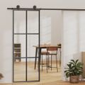 vidaXL Posuvné dvere s kovaním ESG sklo a hliník 76x205 cm