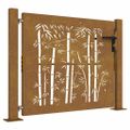vidaXL Záhradná brána 100x100 cm, corten oceľ, bambusový dizajn