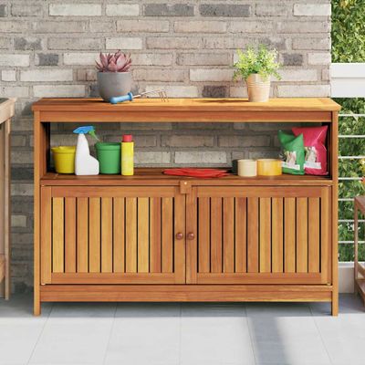 vidaXL Záhradný konzolový stolík 110x35x75 cm akáciové masívne drevo