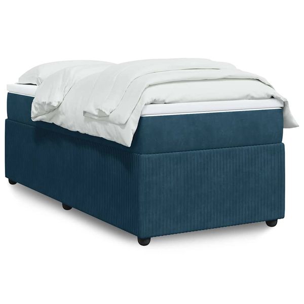 vidaXL Posteľný rám boxsping s matracom tmavomodrý 100x200 cm zamat