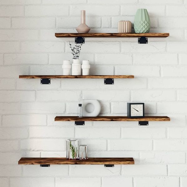 vidaXL Nástenné police 4 ks dymový dub 60x10x1,5 cm kompozitné drevo