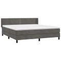 vidaXL Posteľný rám boxspring s matracom tmavosivý 180x200 cm zamat
