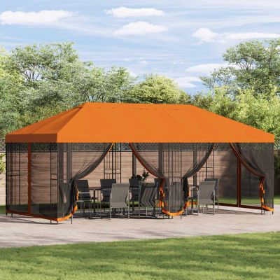 vidaXL Altánok so stenami 6 x 3 m Oranžová Polyester a oceľ 190
