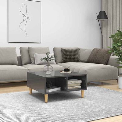 vidaXL Konferenčný stolík, lesklý sivý 60x60x30 cm, kompozitné drevo