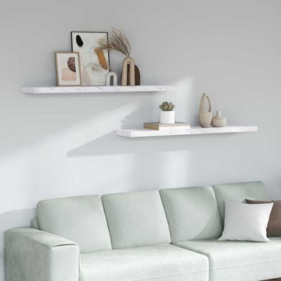 vidaXL Stenná polica Nástenný 2 pcs Biely mramor 120 x 23,5 x 4 cm