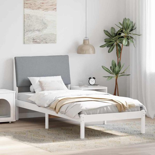 vidaXL Rám postele Biela a svetlosivá 100 x 200 cm Borovicový masív