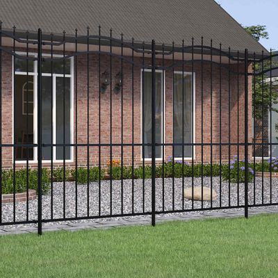 vidaXL Záhradný plot Woerden s vrchnou časťou v tvare oštepu čierny 240x175 cm oceľový