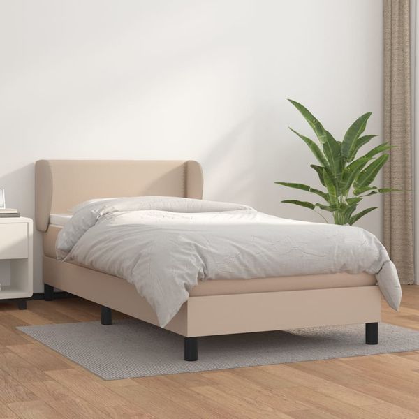 vidaXL Boxspring posteľ s matracom kapučínová 90x190 cm umelá koža