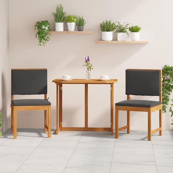 vidaXL Záhradná stolička s vankúšom 2 pcs Hnedá Akáciový masív