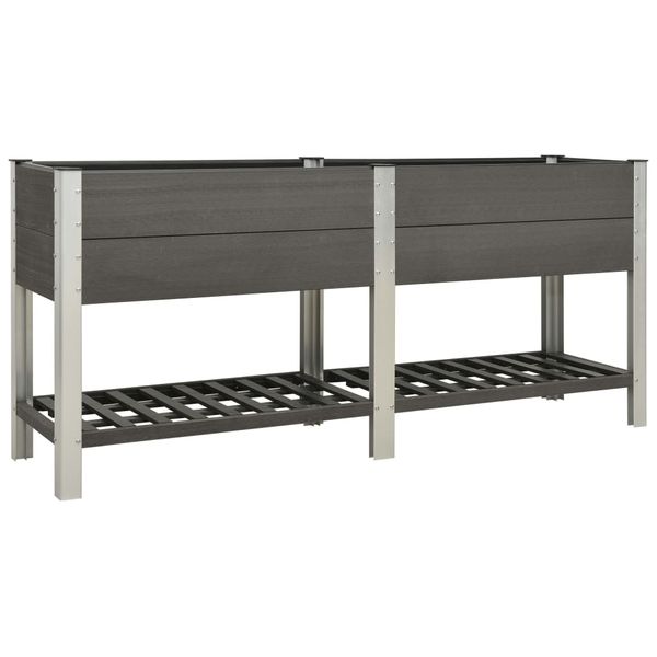 vidaXL Vyvýšený záhradný záhon s policou 200x50x90 cm WPC sivý