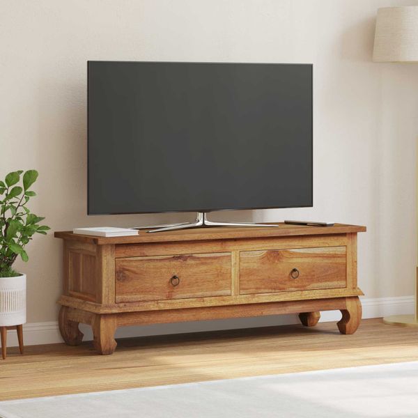 vidaXL TV stolík Prírodná 110 x 35 x 40 cm Husté teakové drevo