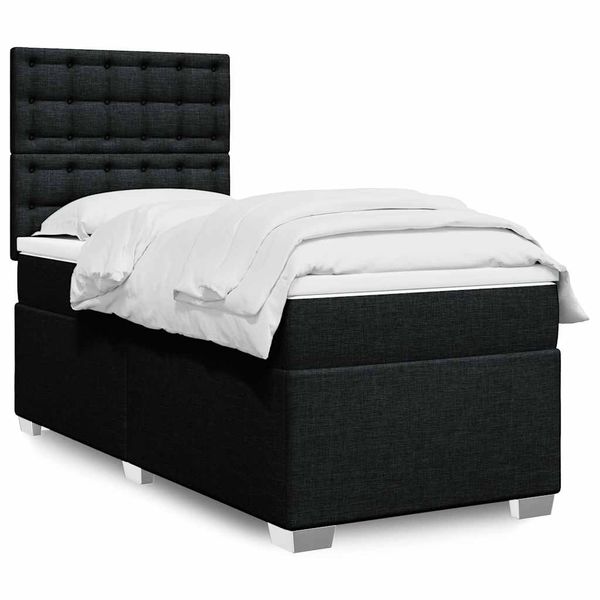 vidaXL Posteľný rám boxspring s matracom čierny 90x190 cm látka