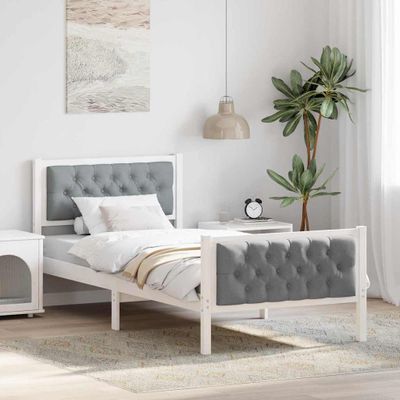 vidaXL Rám postele Svetlosivá 90 x 200 cm Masívne borovicové drevo