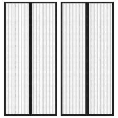 vidaXL Závesy proti hmyzu s magnetickými blokmi 2ks čierne 210x90 cm