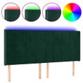 vidaXL Čelo postele s LED tmavozelené 183x16x118/128 cm zamat