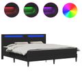 vidaXL Rám postele s LED pásikmi Čierna 180 x 200 cm Umelá koža