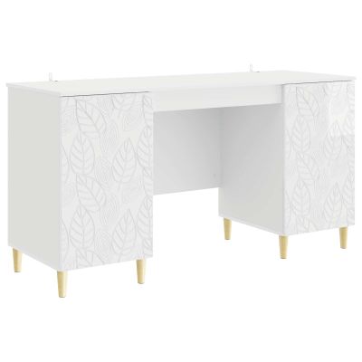 vidaXL Stôl Biela s vysokým leskom Kompozitné drevo 142,5 x 50 x 75 cm