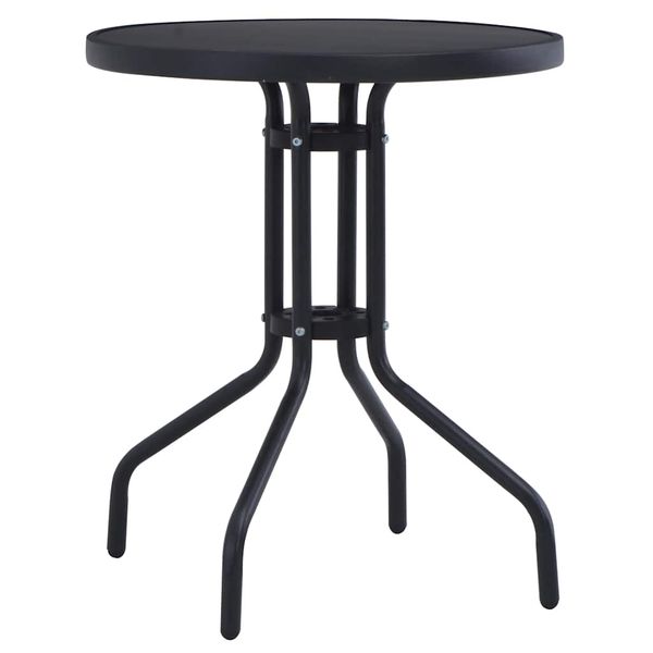 vidaXL Záhradný stôl čierny 60 cm oceľ a sklo