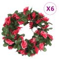 vidaXL Kvetinové girlandy 6 ks, jarné, ružovo červené 250 cm