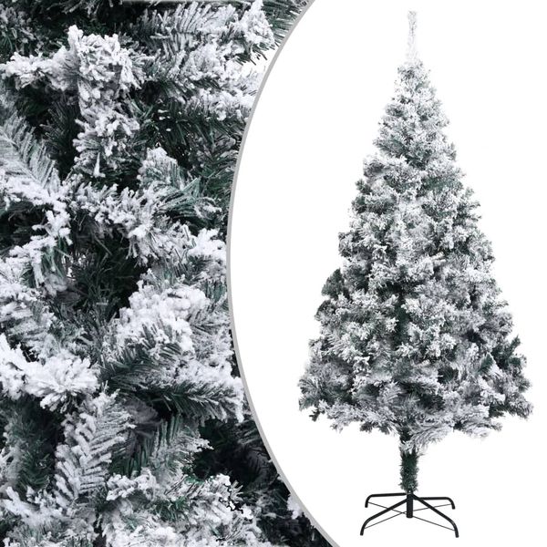 vidaXL Umelý vianočný stromček, zasnežený, zelený 210 cm, PVC