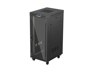 19'' Voľne stojaca racková skriňa 27u/600x800 (flat pack) s presklenými dverami lcd čierna lanberg V2