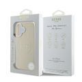 Puzdro Guess GUHMP16SPGHSMME iPhone 16 béžové/béžové tvrdé puzdro Grained Ring MagSafe