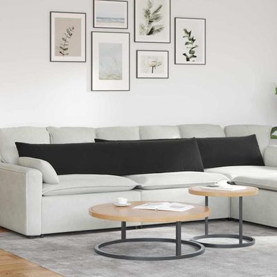 vidaXL Vankúše na pohovku 2 pcs Čierna 200 x 40 cm Kordúrová tkanina