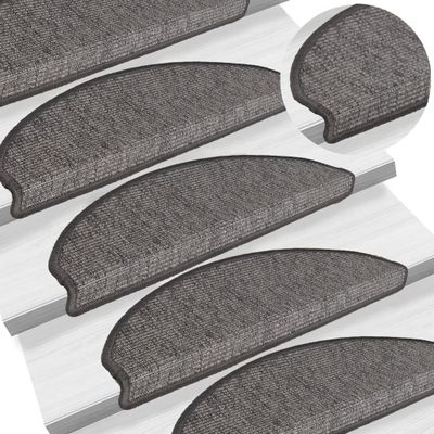 vidaXL Schodové rohože 15 ks 65x21x4 cm béžovo-sivé polkruhové veľké