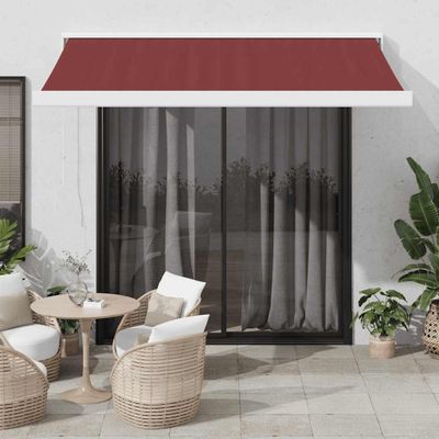 vidaXL Ručne zaťahovacia markíza vínová 350x250 cm