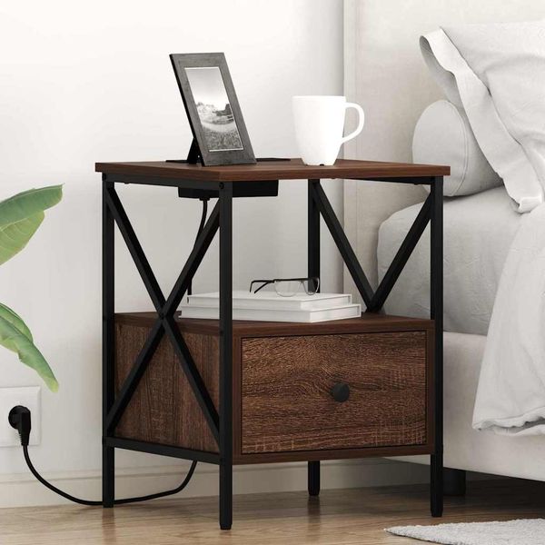 vidaXL Nočný stolík so zásuvkou 2 pcs Hnedý dub 41,5 x 40,5 x 55 cm