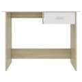 vidaXL Stôl biely a dub sonoma 100x50x76 cm drevotrieska