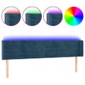 vidaXL Čelo postele s LED tmavomodré 163x16x78/88 cm zamat