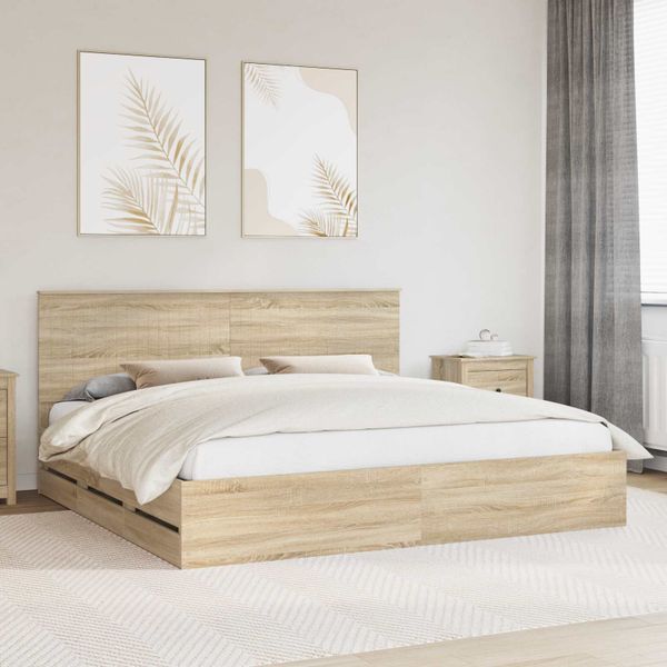 vidaXL Rám postele Sonoma dub 200 x 200 cm Inžinierske drevo