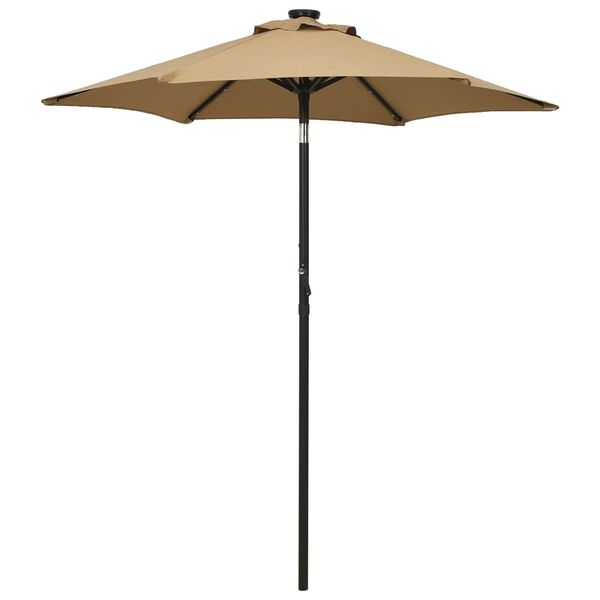 vidaXL Záhradný slnečník s LED, sivohnedý 200x211 cm, hliník