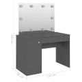 vidaXL Toaletný stolík s LED svetlami 110x55x145 cm MDF sivý