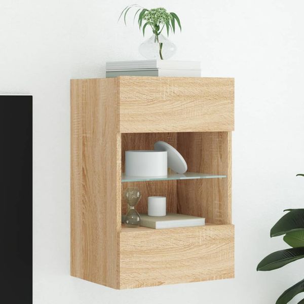 vidaXL TV nástenná skrinka s LED svetlami dub sonoma 40x30x60,5 cm