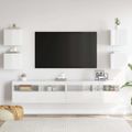 vidaXL Nástenné TV skrinky 4 ks lesklé biele 30,5x30x30 cm