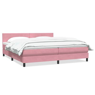 vidaXL Posteľný rám boxsping s matracom ružový 200x220 cm zamat