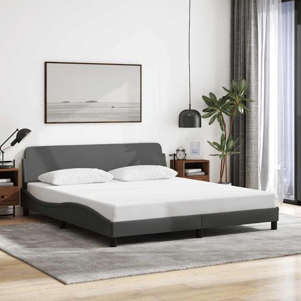 vidaXL Rám postele Dover tmavosivá 160x200 cm látka