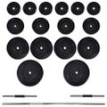 vidaXL Stojan na drepy so sadou činiek barbell a dumbbell 60,5 kg