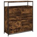 vidaXL Botník so 4 výklopnými zásuvkami dymový dub 100x34x112 cm
