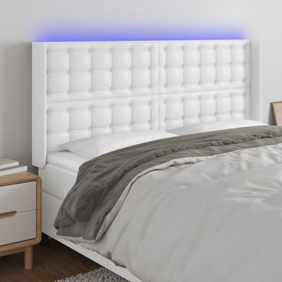 VidaXL Čelo postele biele 163x16x118/128 cm umelá koža