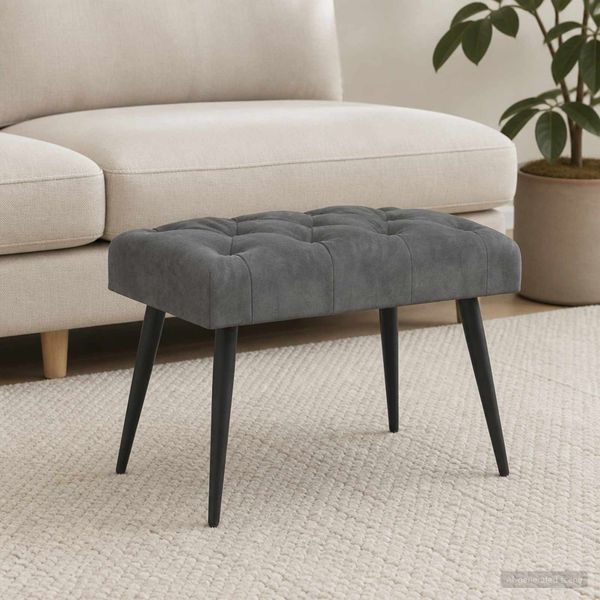vidaXL Lavica s gombíkovým prešívaním Tmavosivá 60 x 40 x 45 cm Zamat