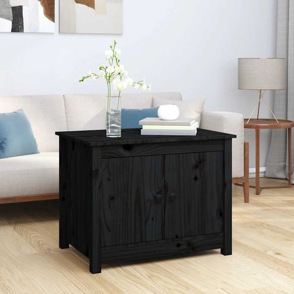 vidaXL Konferenčný stolík čierny 71x49x55 cm borovicový masív