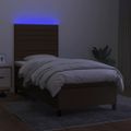 vidaXL Posteľ boxsping s matracom a LED tmavohnedá 90x190 cm látka