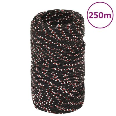 vidaXL Lodné lano čierne 2 mm 250 m polypropylén