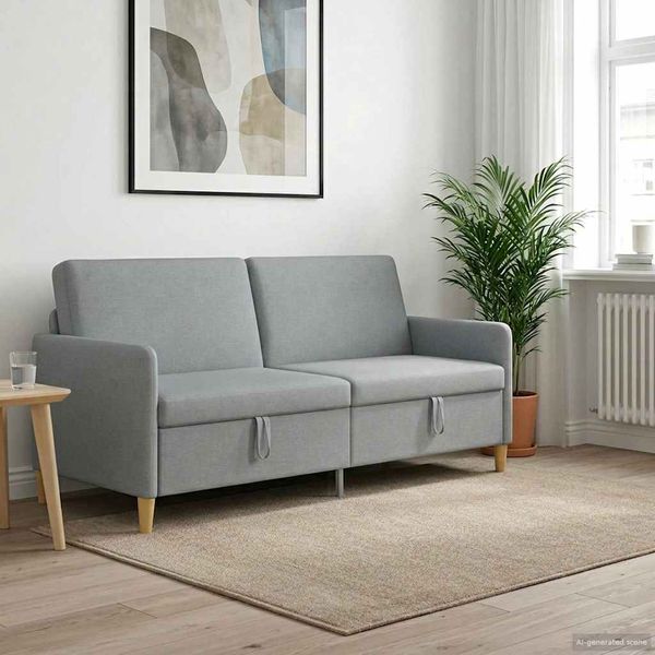 vidaXL Sofa s úložným priestorom Svetlosivá 192 x 78 x 87 cm Polyester