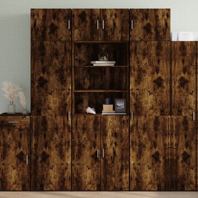 vidaXL Vysoká skrinka dymový dub 70x42,5x185 cm kompozitné drevo